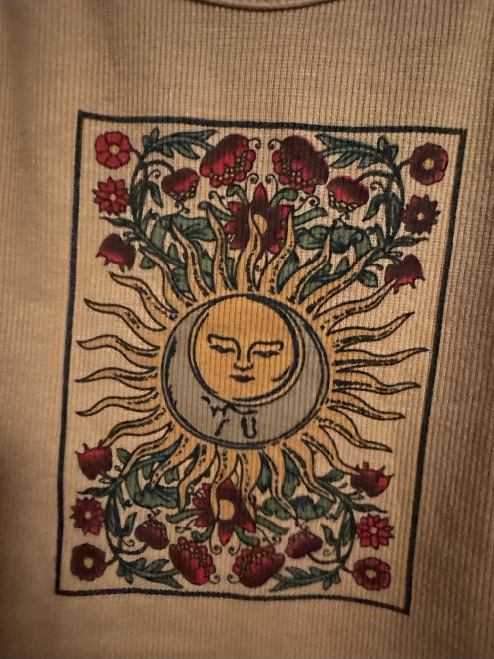 Women Tan Sun Graphic Ribbed Cami Tank Top - Picture 4 of 5